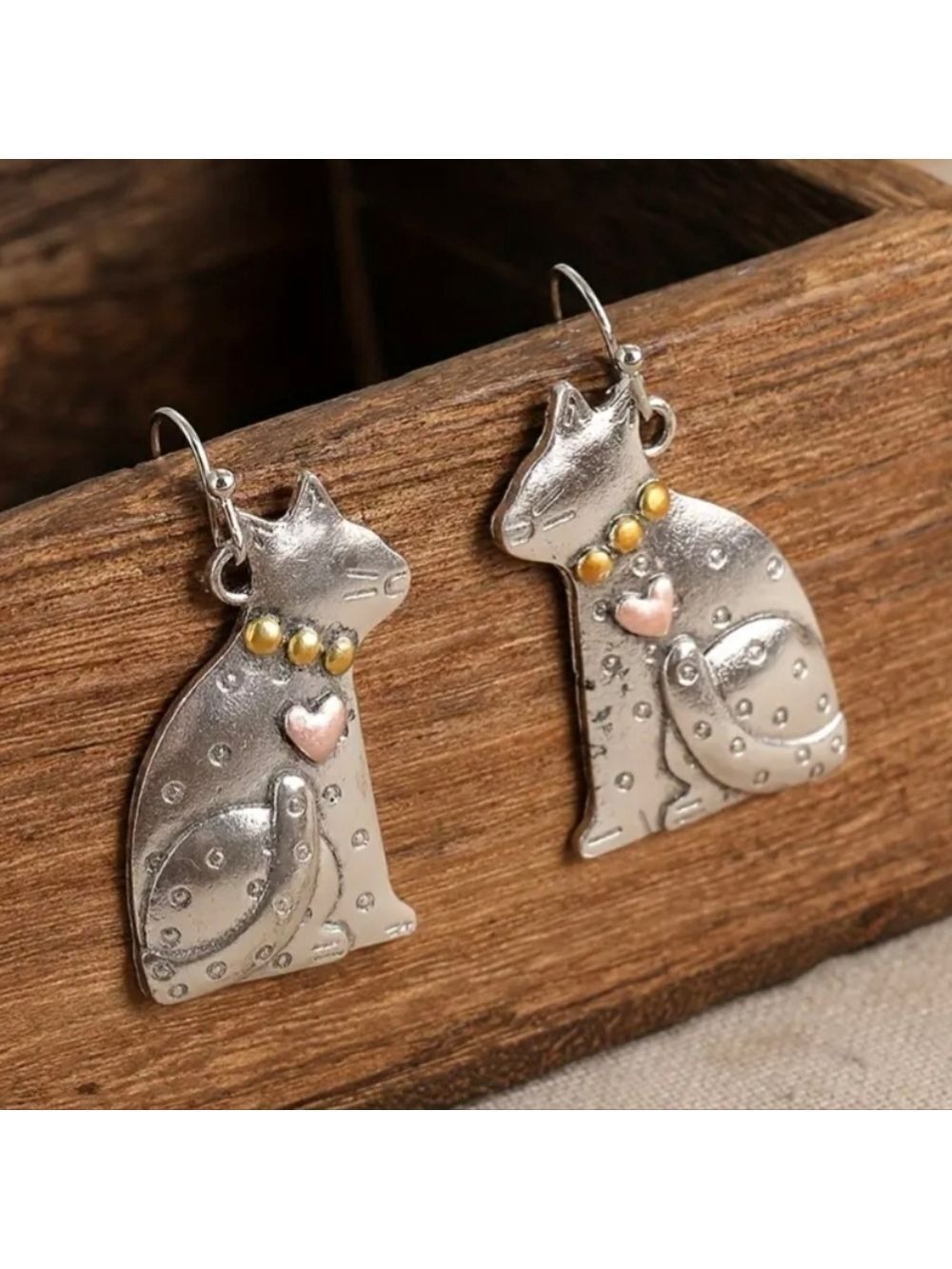Earrings--Kitties In Profile dangle earrings - Picture 2 of 4
